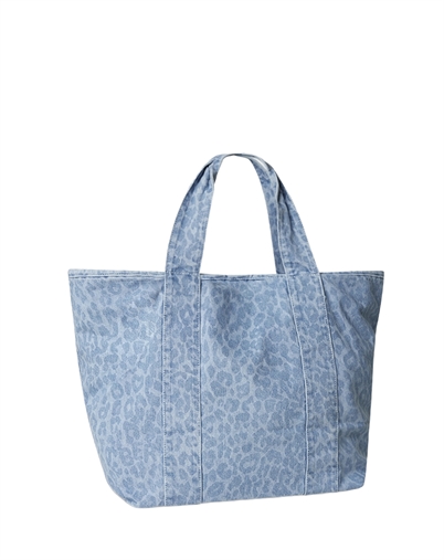 Lala Berlin - Merge East West Printed Denim Tote Taske - Washed Blue Denim